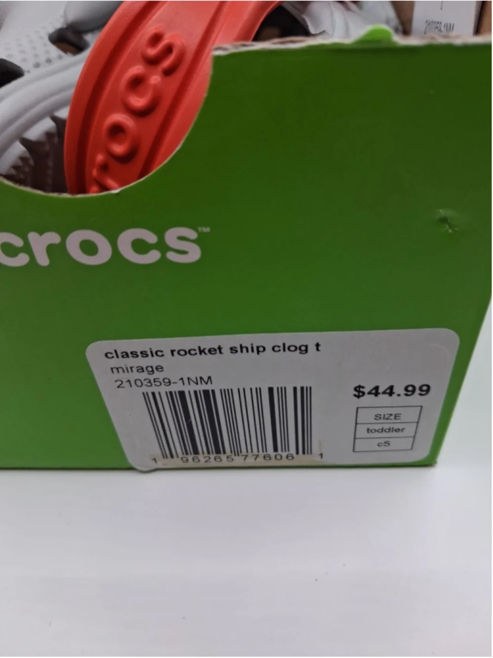 Crocs Glow in Dark Roacket Ship. C5 Toddler Clog Shoes Gray, Orange NEW